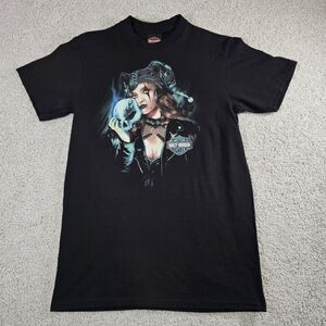 Harley Davidson Jesters Court Black Graphic‎ T-Shirt Size S Biker Motorcycle